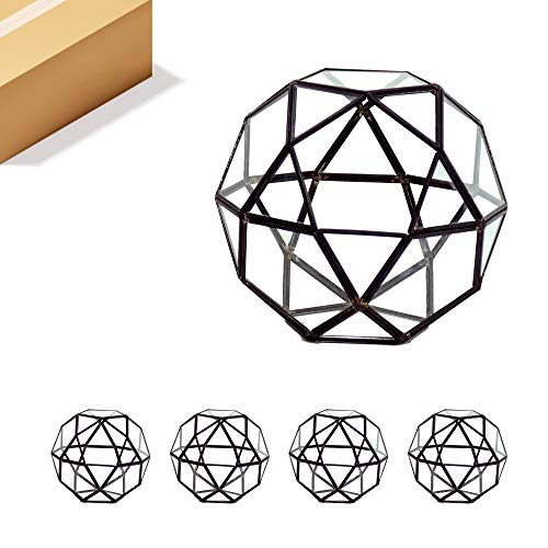 WGV Geometric Planter Terrarium Bulk, Width 7" Height 6.7" Clear Glass Black Frame DIY Succulent air Plant Miniature Fairy Garden Windowsill Tabletop Decor, Globe Ball 4 Pieces - color: Black (1 Case), size: Geo Ball