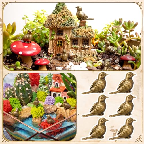 Weysat 50 Pcs Mini Bronze Bird Statue, Falls Bird Figurine Decor | Antique Metal Bird Figurine, Mini Bird Figurine, Falls Fairy Garden Accessories, Gifts for Nature Lovers - style: Bird