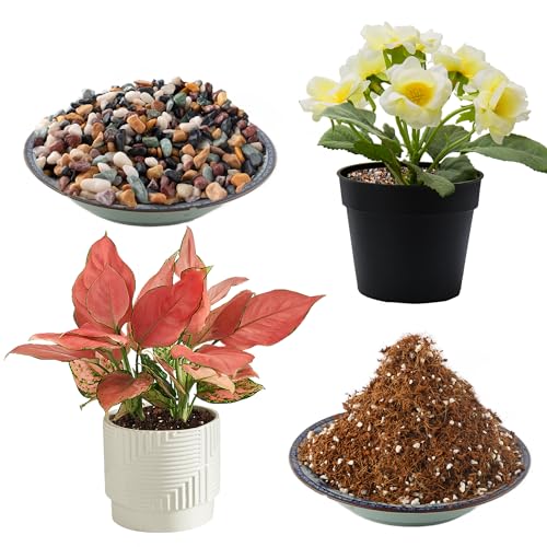Potting Soil(9QT)+ Aquarium Grave(2.4lb), Soil for Indoor Plants, All Natural and Organic Plant Soil for Seed Starting, Loose and Breathable Garden Soil for Spices, Herbs & Vegetables