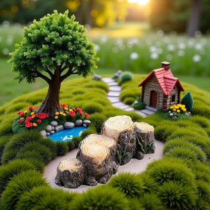 2Pcs Miniature Resin Stump Micro Landscape Fairy Garden Ornament Mini Doll House Outdoor Landscape Decor Outdoor Statues Garden Sculptures Outdoor Décor Miniature Landscape