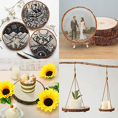 Fuyit Large Unfinished Wood Slices, Natural Wooden Discs with Barks | 10pcs 4.7-5.1 inch Rounds, Rustic Centerpiece Base, Wedding & Table decor, Painting & Lettering DIY Crafts - size: 4.7-5.1 Inches