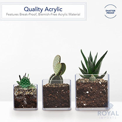 Royal Imports Acrylic Square Vases for Centerpieces Non-Breakable 5" Clear - size: 5"x5"