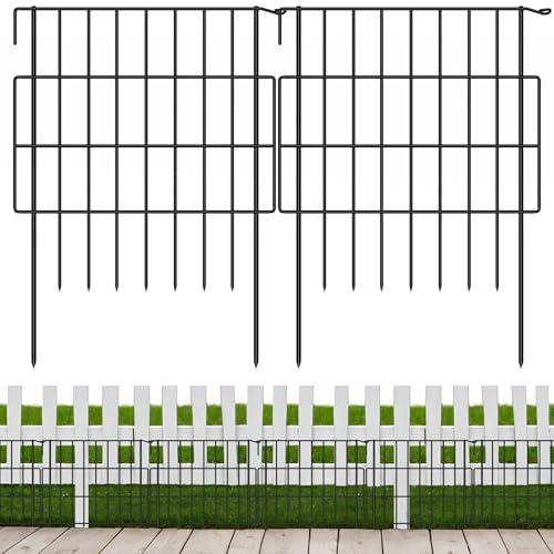 Decorative Garden Fences 17in x 23.3ft, 22 Pack Outdoor Fencing Animal Barrier Dog Border with 1.25in Gap, Metal Wire Fence Panels for Garden Decor, Flower Bed Edging Borders for No Dig Patio Yard - size: 17in(H)x23.3ft(L)