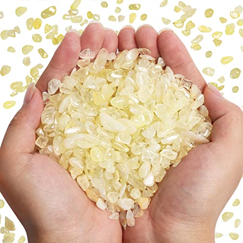 QICQDRAM Polished Gem Stones Rocks Citrine Crystals Chips Bulk Natural 1LB | Small Tumbled Stones Crystal Chips Bulk for Healing Crystals Fish Tank Gravel Vase Filler (405g/14.28oz) - color: Citrine, size: 1LB