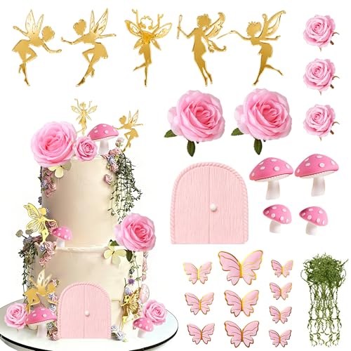 Fairy Cake Topper, First Birthday Cake Decoration | Fairy Garden Birthday Baby Shower Spring Party Decor Favors Supplies