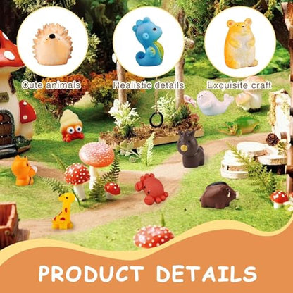 42pcs Mini Resin Animal 42 Styles Tiny Resin Animals Miniature Little Small Animal Figures for Fairy Garden Accessories, Dollhouse Decorations, DIY Miniature Scenes, Birthday Party Favors