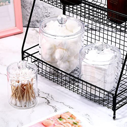 Meanplan 6 Pack Plastic Apothecary Jars with Lids Acrylic Holder Dispenser