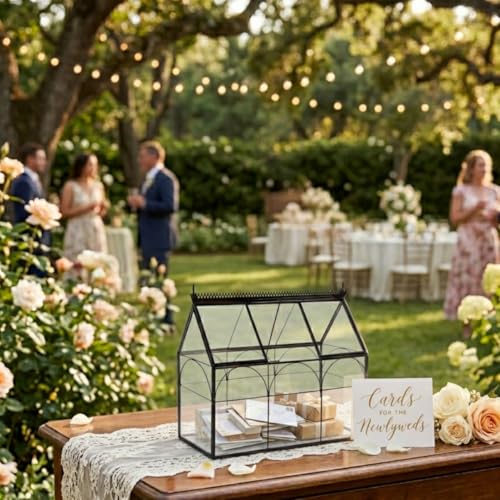 D'Eco Glass Greenhouse Plant Terrarium, Centerpiece & Wedding Letterbox | Tabletop Geometric Planter Terrarium, Dims 10x4.5x9", Fill with Succulents, Moss, Air Plants, Ferns & Seasonal Home Decor - size: Greenhouse