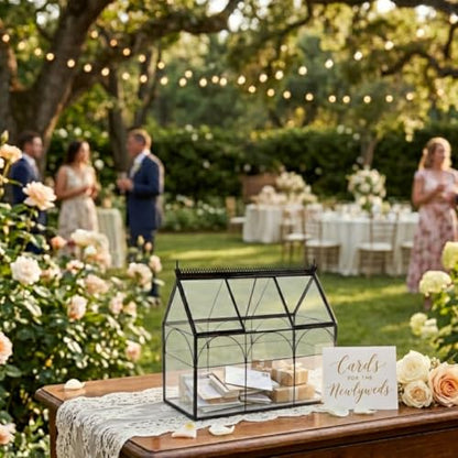 D'Eco Glass Greenhouse Plant Terrarium, Centerpiece & Wedding Letterbox | Tabletop Geometric Planter Terrarium, Dims 10x4.5x9", Fill with Succulents, Moss, Air Plants, Ferns & Seasonal Home Decor - size: Greenhouse