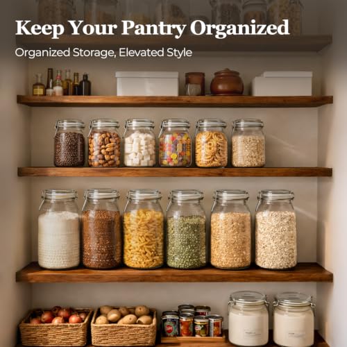 ComSaf Tall Glass Pantry Jars with Airtight Lids 71 oz 3 Pack Wide Mouth | Flour sugar cereal, Pasta pet food, Pantry organization, Cabinet organization, Countertop storage, Sourdough pickling - size: 71 fl oz/3pcs