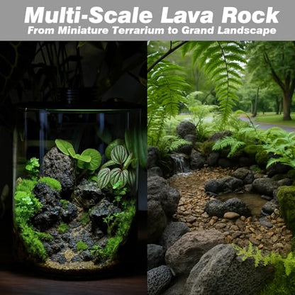 Black Lava Rocks 30lb Natural Volcanic Stones for Aquarium Fish Tank Terrarium Reptile Habitat Fire Pit Garden Landscaping Decor,10-12 Pcs 4-9 inches - size: 30LB(10-12pcs)4-9in.