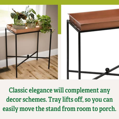 Gardener's Supply Company Essex Butler's Tray Plant Stand | Sturdy Indoor Potted Plants & Flower Holder with Watertight Planter Tray for Water Spills and Easy Transport | Easy to Install