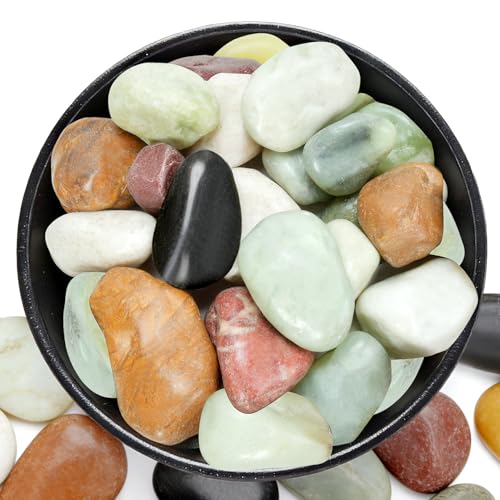 2.2lb Pebbles for Indoor Plants, 1-2 Inch Colorful Decorative Rocks | Rocks for Potted Plants, Natural Polished Pebbles for Vases, Succulent, Planters, Landscaping Drainage and Outdoor Gardening - color: Colorful, size: 1-2 Inch 2.2 Lb
