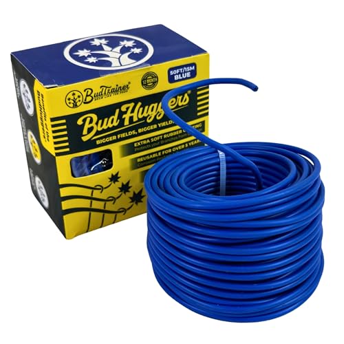 BudTrainer BudHuggers for Low Stress Plant Training, 50 Ft, Blue | 3 Mm Rubber Garden Wire Ties | Flexible, Durable Support For Branches, Stems, And Canopy Training - color: Blue
