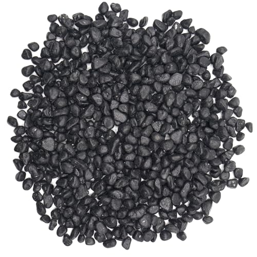 Black Pebbles for Crafts, 0.9 Pound Natural Polished Aquarium Gravel, Decorative Pebbles for Indoor Plants, Turtle Tank, Vase, Succulents Cactus, Garden Landscaping - color: Black, size: 0.9LB