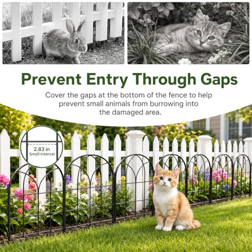 26 Pack Arch Garden Fence, 27 ft Rustproof No Dig Animal Barrier - size: 26 Arched Panels-20.4in(H)x27.2ft(L)