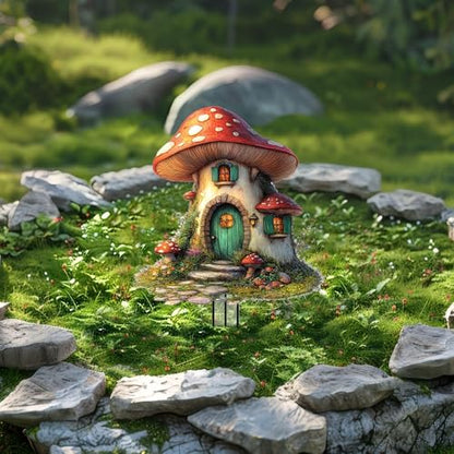 Mushrooms Garden Stakes Decor Yard Acrylic - 2D Spring Garden Acrylic Sign Decoration, Yard Art, Gift for Nature Lovers, for Indoor & Outdoor Flower Pots, Yard, Mini Gardens & Lawn (5.9”x5.9”) Y04