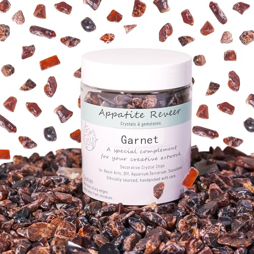 Natural Garnet Crystal Chips 1lb (500+Pieces) -8-15mm Deep Red Gemstone Gravel for Jewelry Making, Healing Crystals, Aquarium Decor, Plants & Crafts ?Stone of Energy & Protection - color: Garnet, size: 1LB