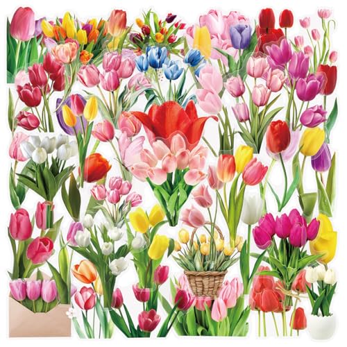 50PCS Tulip Flower Transparent Stickers - style: Tulip Stickers