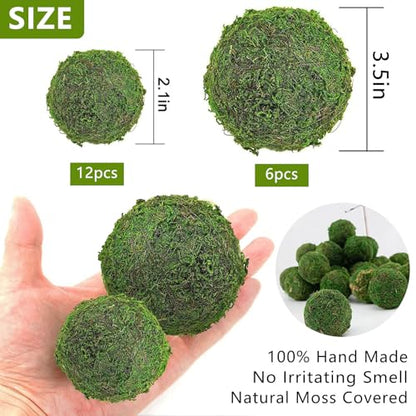 6pcs Moss Balls Decorative Faux Green Dried Artificial Moss Balls for Centerpiece Bowls for Home Garden Wedding Party Decor (3.5"-Set of 6) - size: 3.5"(6pcs)