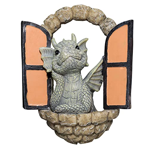 Dragon Garden Ornament Resin Craft Ornament Statue Fairy Door Yard Art - color: Eye to Eye