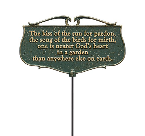 Whitehall Products "The Kiss of The Sun..." Garden Poem Sign, Green/Gold, Aluminum