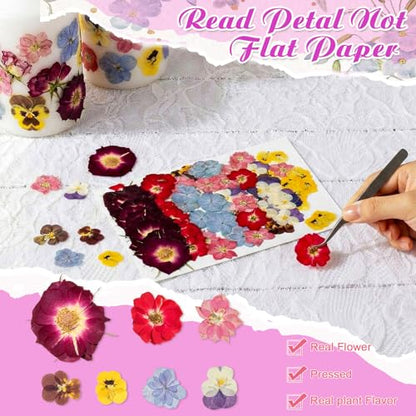 96 Pcs Pressed Edible Flowers, Colorful, Flower Style | Natural Dried Flowers for Cake Topper Cupcake, Cocktails Garnish, Resin Jewelry DIY, Soap, Candle Making Art Crafts - color: Colorful, style: Flower Style