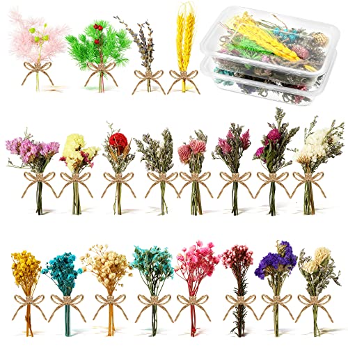 Chengu 20 Pcs Mini Dried Flower Bouquets Natural Gypsophila for Wedding DIY