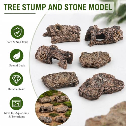 6pcs Diorama Supplies Fake Rocks, Artificial Miniature Decorative Stone for Finsh Tank, Fairy Gardens, Bonsai, DIY Crafts, Sand Table Landscape, Aquariums & Reptile Terrariums
