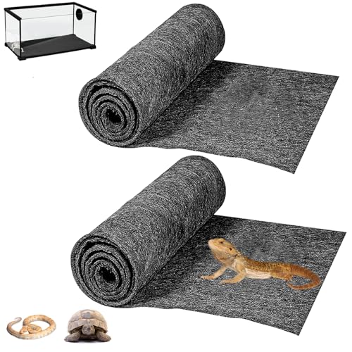 HERCOCCI 2 Pack Reptile Carpet, 39’’ x 20’’ Terrarium Bedding - color: Grey