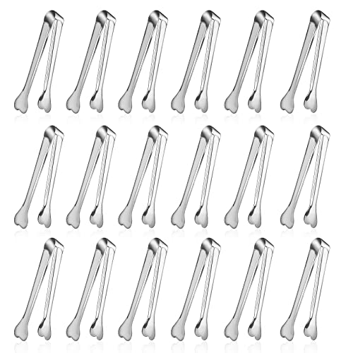 Dmoera 18 Pack Premium Small Serving Tongs, Mini Stainless Steel Appetizer Tongs 4.33Inch Silver - color: Silver
