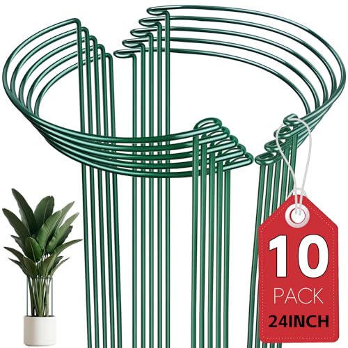 Thealyn 10 Pack Plant Support Stakes, 10" x 24" Peony Cages and Supports - size: 10Pack 10"x24"