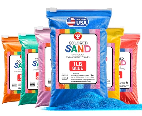 Hygloss Colored Sand for Crafts - 6 Assorted Colors Bags - 1 lb Vibrant Colorful Fine Sensory Play Sand Art Kits for Kids - Classroom Activities for Children 3 4 5 6 7 8 9 10 11 12 - Safe for Ages 3+ - color: 6 Assorted Colors- BAGS, size: 1-Pound