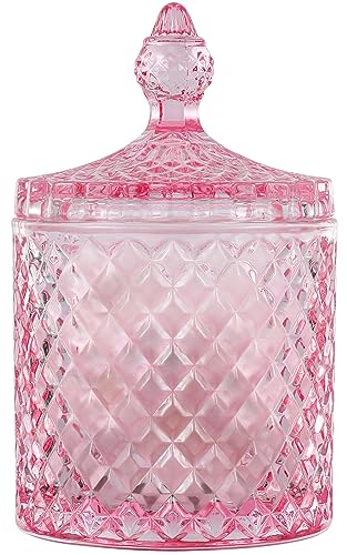 rejomiik Qtip Holder Apothecary Jars with Lid, Thick Glass, Pink - color: Pink, size: 23 Ounces