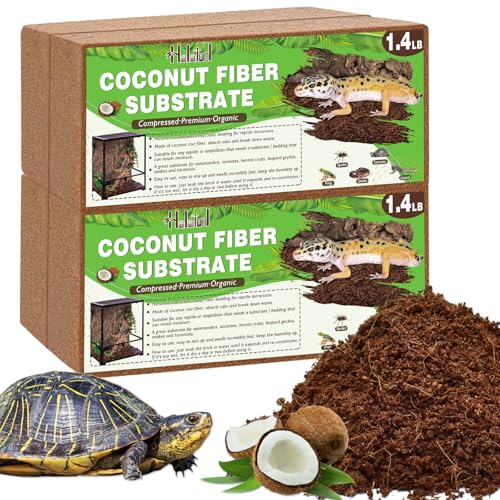 Halatool 4 Pack Compressed Coconut Fiber Substrate for Reptiles | Organic Coconut Substrate, Reptile Bedding for Torises, Geckos, Frogs, Snakes, Lizards, Hermit Crabs & Tarantulas - color: 4 pack