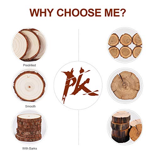 Natural Wood Slices - 30 Pcs 3.1-3.5 inches Craft Unfinished Wood kit Predrilled with Hole Wooden Circles for Arts Wood Slices Christmas Ornaments DIY Crafts - size: 30pcs(3.1"-3.5")