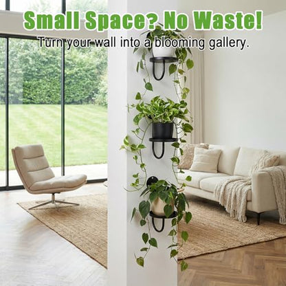 3 Pcs Wall Plant Holder for Hanging Planters, Thickened Metal, Heavy-duty, Rust Resistant, Anti-fall, Space-Saving, Easy Assembly, Indoor & Outdoor Home Decor