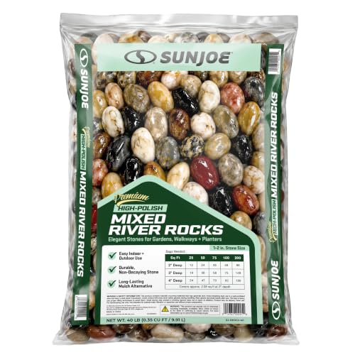SJ-RK002-40 - Premium High-Polish Mixed Decorative Pebbles, 1-1 in, 40lb Bag - color: High Polished Rocks, size: 40-LB Bag