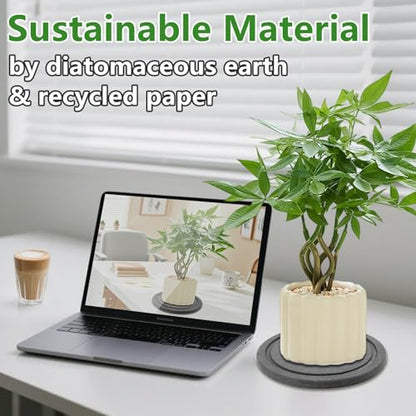 Augshy Plant Saucers 2Pcs 8in Diatomaceous Earth Instant Dry Tray for Plant | Round Pot Trays to Catch Water, Indoor Outdoor Plant Drip Pans, Quick Drying Flower Pot Saucer - size: 8 Inch