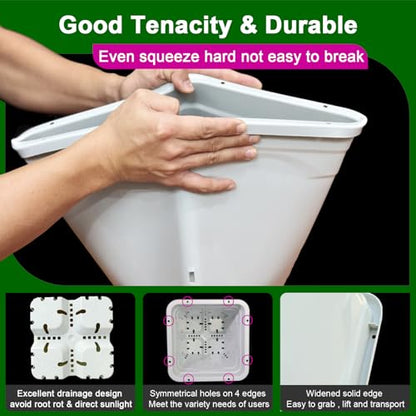 HG7X7SW 7"x7" Square White Pot, 9" Tall Pack of 50 - size: 7"x7"-50PCS