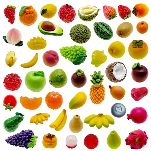 Cayway 48 PCS Micro Landscape Miniature Fruit, Mini Resin Fruit, Fake Resin Fruit, Mini Accessories Fruit for DIY Art Crafts, Zen Garden, Micro Landscaping Decoration - color: Fruits