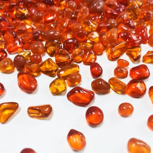 0.89LB Orange Aquarium Glass Stones Sea Glass Pebbles for Fish Tanks Decorations Aquarium Gravel Fish Tank Rocks, Glass Gems Stones Beads Pebbles Rock Sand for Vase Filler Fish Turtle Tank Decorations - color: Orange