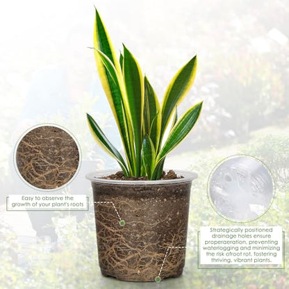 FUIJOL 4/5/6/7 Inch Clear Nursery Pots for Plants with Sacuers 60 Pack, Plastic Flower Pots with Drainage Holes, Variety Pack Seedlings Garden Pot for Indoor Outdoor (4+5+6+7 inch) - size: 4+5+6+7 inch (Pack of 3)