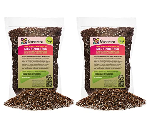 Premium Organic Seed Starter Soil - 10 Quart - All-Purpose Organic Potting Soil for Happy Seedlings and Plants by Gardenera (2 Bags of 5 Quart) - color: #2 SEED STARTER MIX, size: 10 Quart Bag