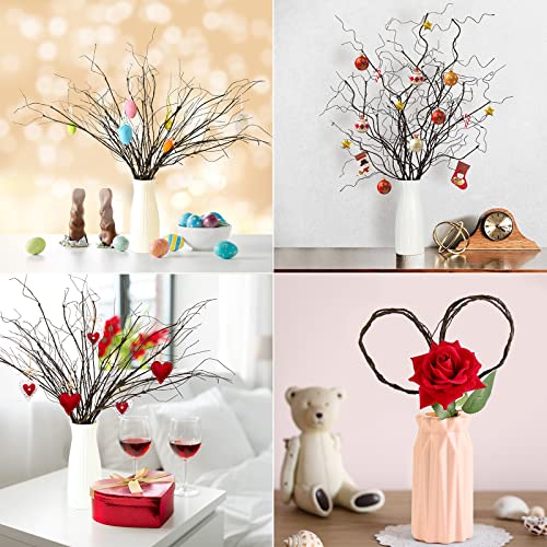 12 Pcs Artificial Curly Willow Branches Brown Twig Stems for Vase Decor