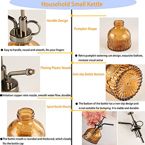 Plant Mister Glass Spray Bottle Small Plant Watering Can 6.4" Tall Retro Indoor Watering Can Bronze Plastic Top Pump for Garden Indoor Plant Sprayer (Brown) - color: Brown