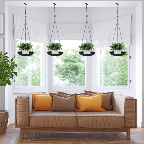 ARTORA Metal Plant Hanger, Indoor Decorative Wall Plant Hanging Basket Black Pot Holder Ceiling Flower Planter Hanging Chain with Long Hook (2 Pack)