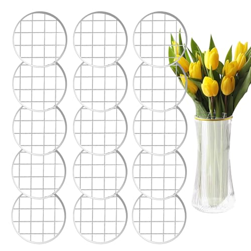 Mason Jar Flower Insert Lid for Regular Mouth,15 Pcs Flower Grid Frog for Arrangement Vase Metal Mason Jar Flower Organizer Lid with Square Grids for Regular Mouth Mason Canning Jars - size: 6.8cm/2.68 in