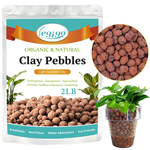 2LB Leca Clay Pebbles for Plants, 4mm-16mm Clay Balls for Hydroponic | Drainage, Reusable, Aeration, Moisture Retention, Lightweight, Natural Leca for Orchids, Succulents, Terrariums, Aquaponics - size: 2LB
