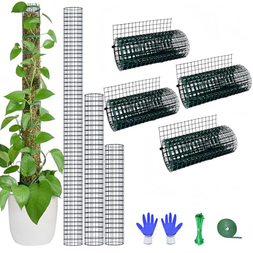 Moss Pole DIY Kit, 13.2ft Metal Moss Pole for Plants Monstera, 4Pcs 8.3in×3.3ft Steel Wire Mesh with Cable Ties, Max Make 7Pcs 23" Sphagnum Moss Pole (13.2FT Wire Mesh Without Plier) - color: 13.2FT wire mesh without plier